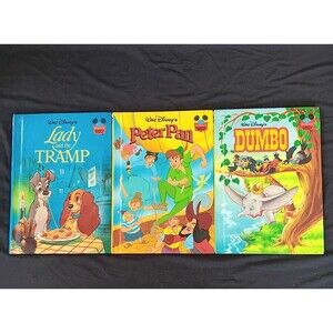 3 Disney Books Dumbo Peter Pan Lady and the Tramp Wonderful World of Books